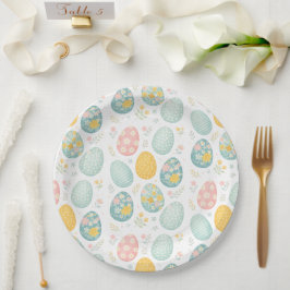 Pastel Easter Eggs Floral Pattern - Cute Spring  ペーパープレート
