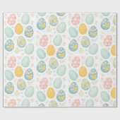 Pastel Easter Eggs Floral Pattern - Cute Spring ラッピングペーパー (フラット)