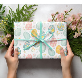 Pastel Easter Eggs Floral Pattern - Cute Spring  ラッピングペーパー