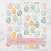 Pastel Easter Eggs Floral Pattern - Cute Spring  ワインラベル (シングルラベル)
