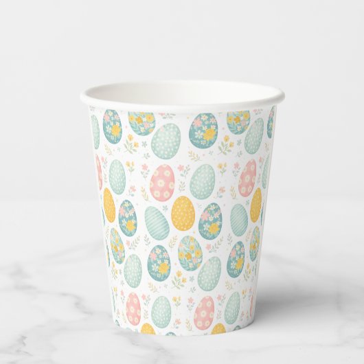 Pastel Easter Eggs Floral Pattern - Cute Spring  紙コップ (裏面)