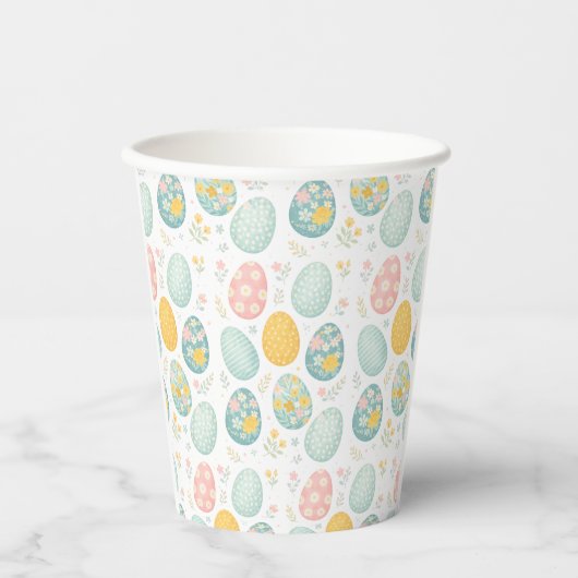 Pastel Easter Eggs Floral Pattern - Cute Spring  紙コップ (正面)