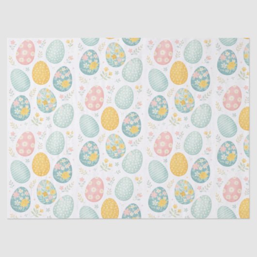 Pastel Easter Eggs Floral Pattern - Cute Spring  薄葉紙 (正面)