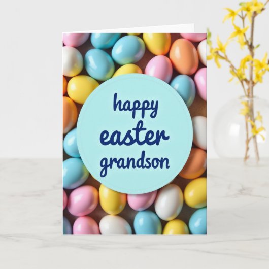 Pastel Easter Eggs Pattern Card カード (黄色い花)