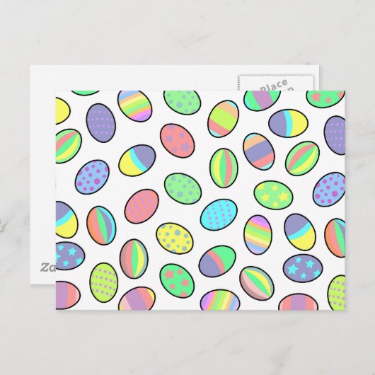 Pastel Easter Eggs Print シーズンポストカード (正面/裏面)