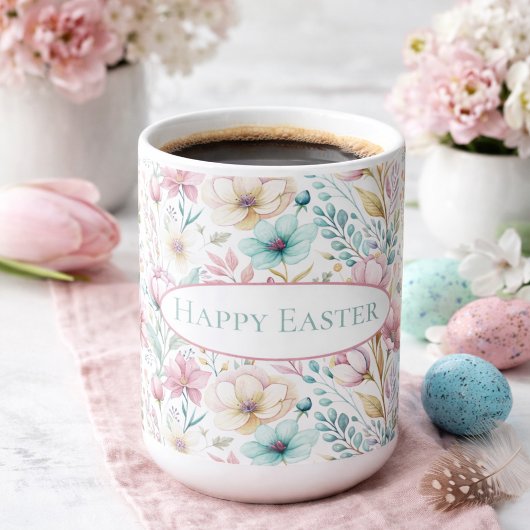 Pastel Easter Floral Art with Spring Blooms  コーヒーマグカップ