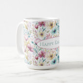 Pastel Easter Floral Art with Spring Blooms  コーヒーマグカップ (正面左)