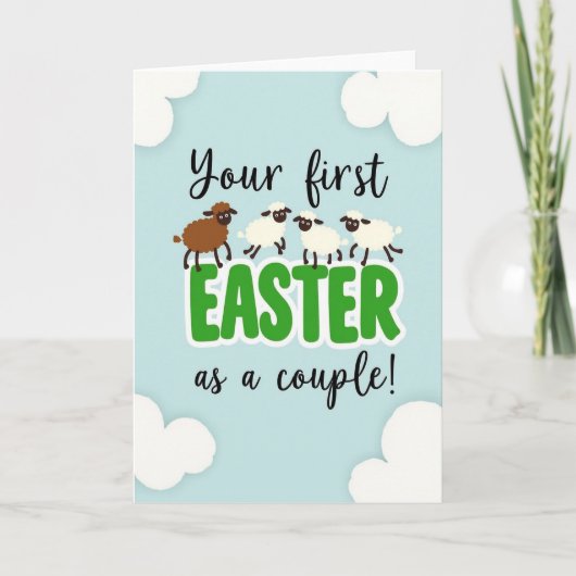 Pastel Easter Sheep Couple Card カード (正面)