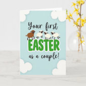 Pastel Easter Sheep Couple Card カード (黄色い花)