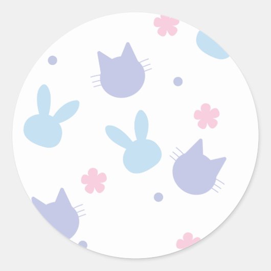 Pastel Easter Spring Pattern ラウンドシール (正面)