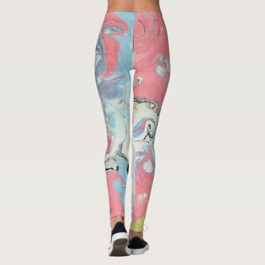Pastel Ebru Water Marble Abstract Leggings レギンス (裏面)
