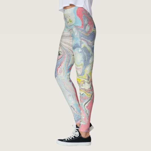 Pastel Ebru Water Marble Abstract Leggings レギンス (左)