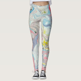 Pastel Ebru Water Marble Abstract Leggings レギンス