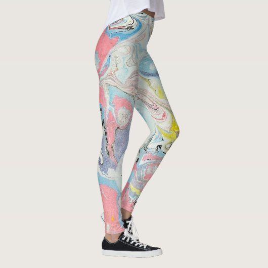 Pastel Ebru Water Marble Abstract Leggings レギンス (右)