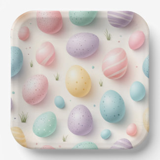 Pastel Egg Spring Celebration Plates ペーパープレート