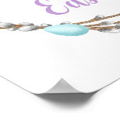 Pastel Eggs Willow Wreath Colorful Happy Easter ポスター (角)