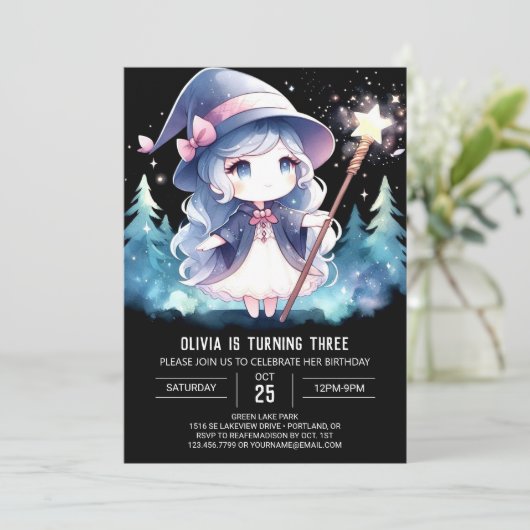 Pastel Elegant Wizard Birthday 招待状 (スタンド正面)