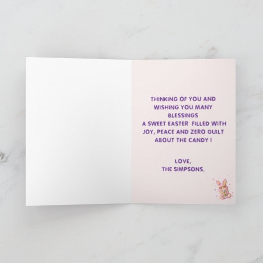 Pastel Embroidered Bunny Easter personalized Card シーズンカード (内部)