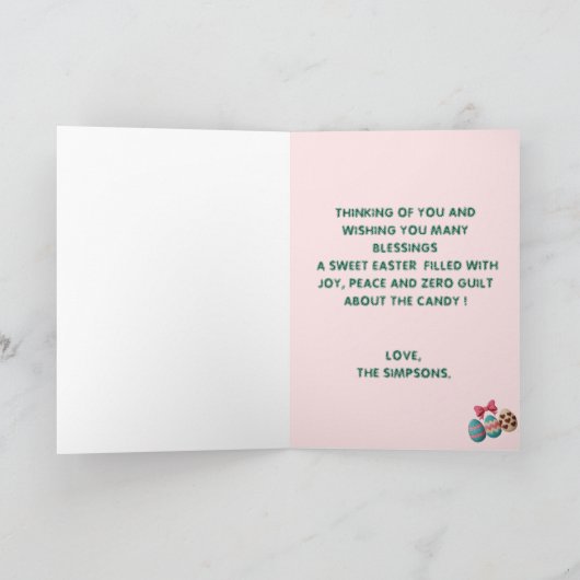 Pastel Embroidered Bunny Easter personalized Card シーズンカード (内部)