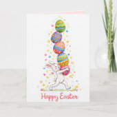 Pastel Embroidered Bunny Easter personalized Card シーズンカード (正面)