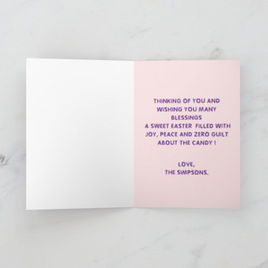 Pastel Embroidered Bunny Easter personalized Card シーズンカード (内部)