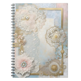 pastel en fleurs et décoration baroque girly ノートブック