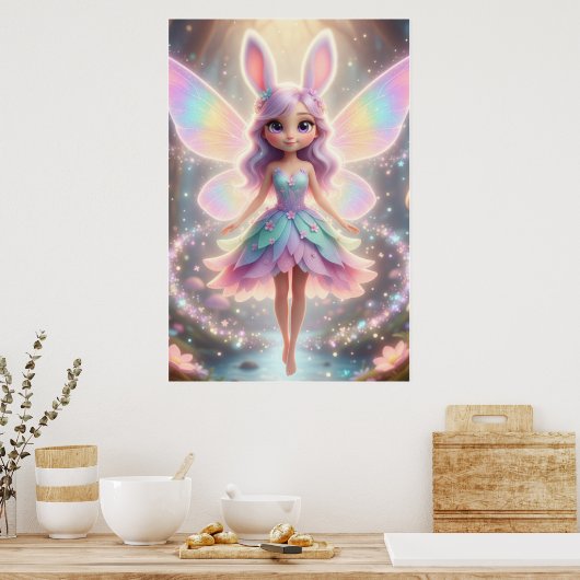 Pastel Fairy Bunny – Magical Fantasy Poster Art ポスター (キッチン)