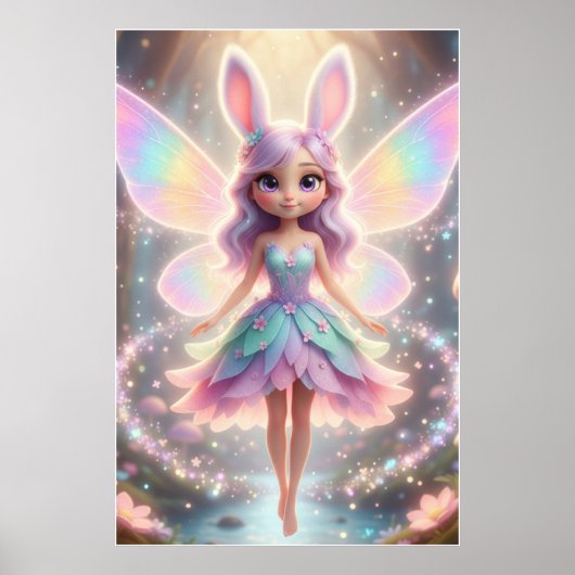 Pastel Fairy Bunny – Magical Fantasy Poster Art ポスター (正面)