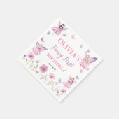 Pastel Fairy Floral Garden Butterfly Birthday スタンダードカクテルナプキン (角)