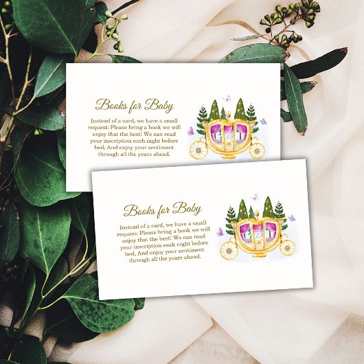 Pastel Fairy Princess Carriage Books Baby Shower エンクロージャーカード