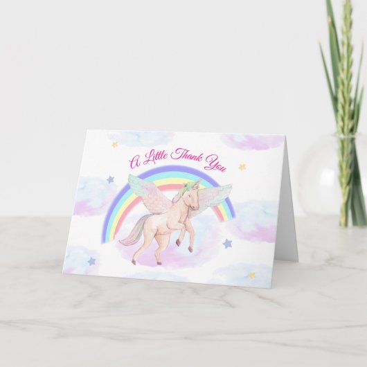 Pastel Fairytale Unicorn Star Rainbow Baby Shower サンキューカード (正面)