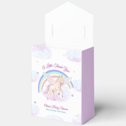 Pastel Fairytale Unicorn Star Rainbow Baby Shower  フェイバーボックス (見開き)
