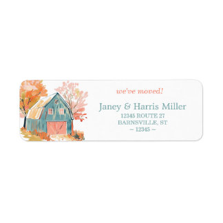Pastel Fall Barn Return Address Label ラベル