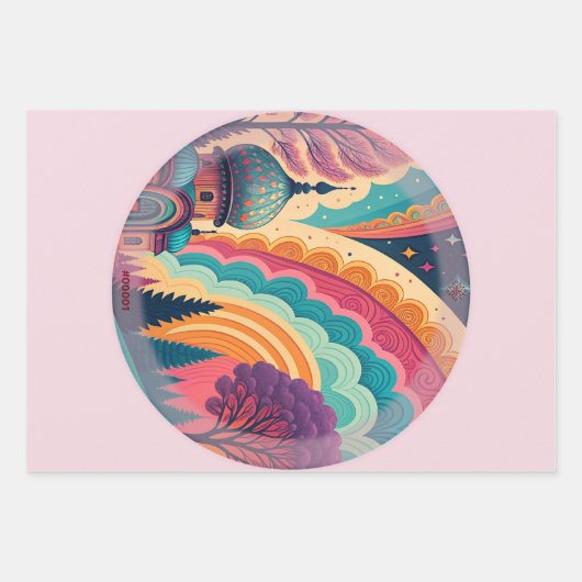 Pastel Fantasy Wrapping Paper Set – Customizable ラッピングペーパーシート (正面)