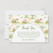 Pastel Farm Animals Barn Party 1st Birthday サンキューカード (正面)