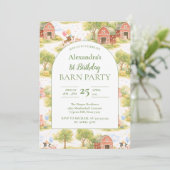Pastel Farm Animals Barnyard 1st Birthday 招待状 (スタンド正面)