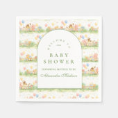 Pastel Farm Animals Garden Baby Shower スタンダードカクテルナプキン (正面)