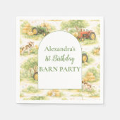 Pastel Farm Tractor Barnyard 1st Birthday スタンダードカクテルナプキン (正面)