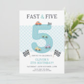 Pastel Fast Five Birthday Car 招待状 (スタンド正面)