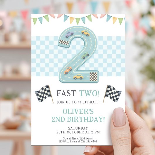 Pastel Fast Two Birthday Race 招待状