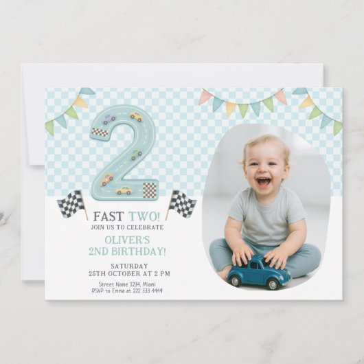 Pastel Fast Two Birthday Race 招待状 (正面)