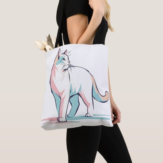 Pastel Feline Flair  トートバッグ (クローズアップ)