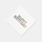 Pastel Felt Letters Happy Birthday スタンダードカクテルナプキン (角)