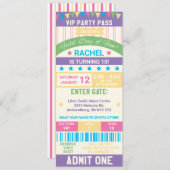 Pastel Field Day, Sports Themed Ticket Birthday 招待状 (正面/裏面)