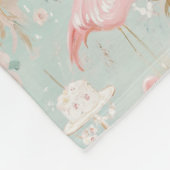 Pastel Flamingo Tea Party Pattern フリースブランケット (角)