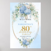 Pastel Floral Boho Birthday Sign 80th birthday ポスター (正面)
