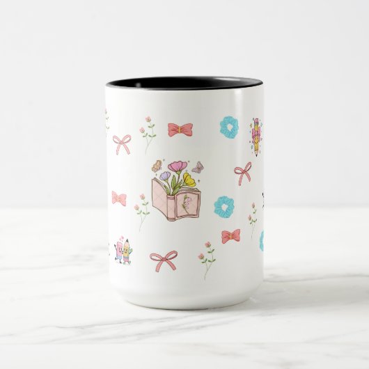 Pastel Floral Book Aesthetic  マグカップ (中央)