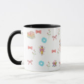 Pastel Floral Book Aesthetic Two-Tone Mug マグカップ (左)