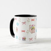 Pastel Floral Book Aesthetic Two-Tone Mug マグカップ (正面左)