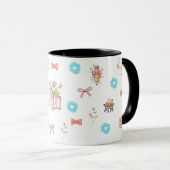 Pastel Floral Book Aesthetic Two-Tone Mug マグカップ (正面右)